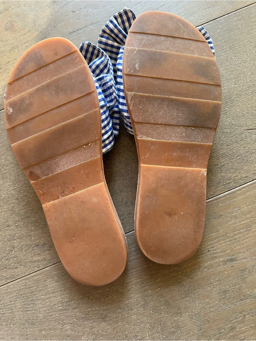 Jeffrey Campbell Blue Gingham Bow Slide Sandals Size 8.5
